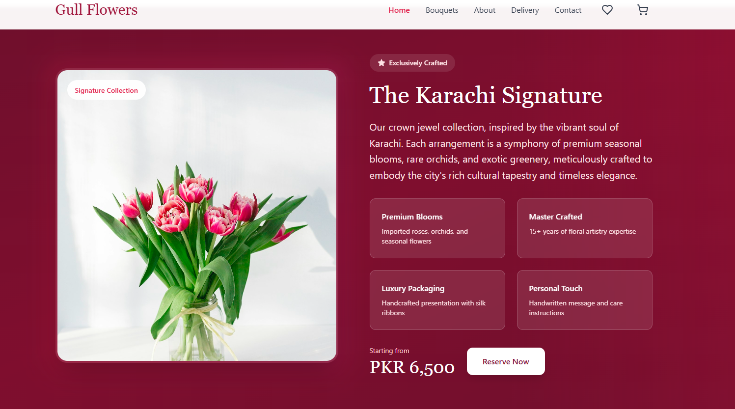 Gull Flowers — Luxury Local Florist Concept Site Interface Screenshot 2